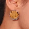 Wholesale 304 Stainless Steel Irregular Round PVD Coated Stone-Free 18K Real Gold Plated 18K Gold Simple Style Classic Style Waterproof Non Tarnish Plating Gold Silver Ear Studs