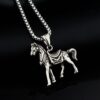 Wholesale Hip Hop Titanium Steel Horse Pendant Necklace