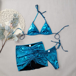 230914 blue glossy three-piece set / L