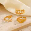 Wholesale PVD Coated 18K Gold Plated Round Eye 304 Stainless Steel Simple Style Classic Style Waterproof Non Tarnish Rings