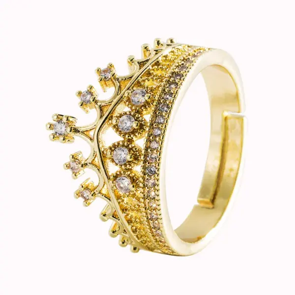 Wholesale Hip-hop Geometric Copper Micro-inlaid Zircon Crown Ring