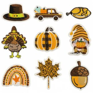 Wholesale Cross-Border New Thanksgiving Cloth Stickers Turkey Party Decoration Pumpkin Autumn Harvest Computer Embroidery Hot Melt Glue Ironing