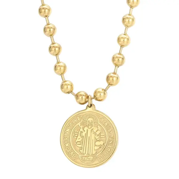 PVD Coated 18K Gold Plated Human Round Stainless Steel Titanium Steel Simple Style Waterproof Non Tarnish Bracelets Necklace