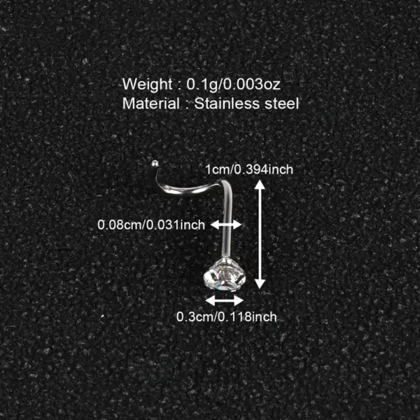 1 Piece Nose Rings & Studs Simple Style Classic Style Geometric 303 Stainless Steel Polishing Inlay Zircon Nose Rings & Studs Nose Pin