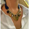 Wholesale 304 Stainless Steel Cloth Fabric Geometric Sun Heart Shape PVD Coated Acrylic Imitation Pearl Resin Real Gold Plated IG Style Vintage Style Luxurious Hypoallergenic Denim Rope Lobster Trigger Clasp Closure Gold Pendant Necklace