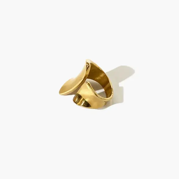 Wholesale PVD Coated Real Gold Plated Irregular Stainless Steel Retro Classic Style Waterproof Non Tarnish Rings