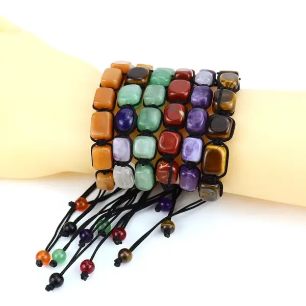 Wholesale Ethnic Style Square Natural Stone Braid Bracelets