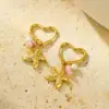 Wholesale PVD Coated Real Gold Plated 18K Gold Starfish Conch 304 Stainless Steel Vacation Waterproof Non Tarnish Earrings