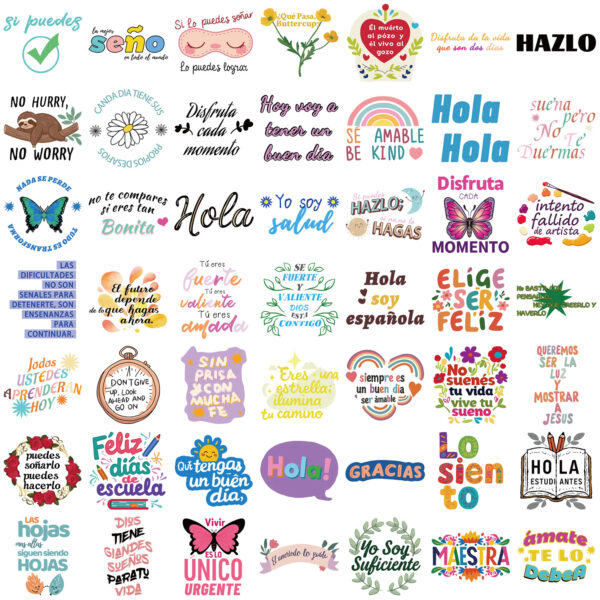 oly-25aac2dca071c8631939e02586b6b8b5 Wholesale 50 Spanish Incentive Graiti Sticker DIY Decorative