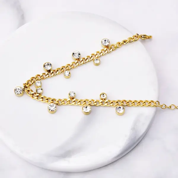 Wholesale Fashion Geometric Titanium Steel Inlaid Zircon Bracelets