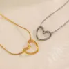 Wholesale PVD Coated 18K Gold Plated Heart Shape 304 Stainless Steel Simple Style Classic Style Commute Waterproof Non Tarnish 304 Stainless Steel Pendant Necklace