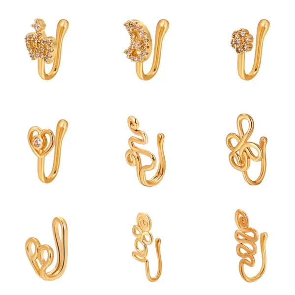 Fashion Star Moon Crown Copper Plating Zircon Nasal Splint 1 Piece Nose Pin