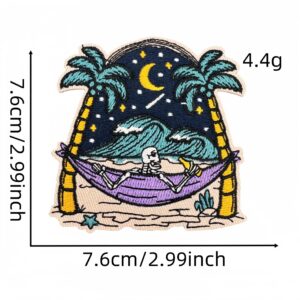 Colorful landscape skull cloth sticker 8#