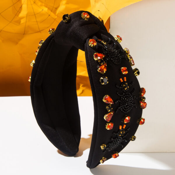 Wholesale New Dark Style Element Beaded Spider Knotted Wide-Brimmed Hair Accessories with Diamonds Trendy Holiday Party Headband Headband