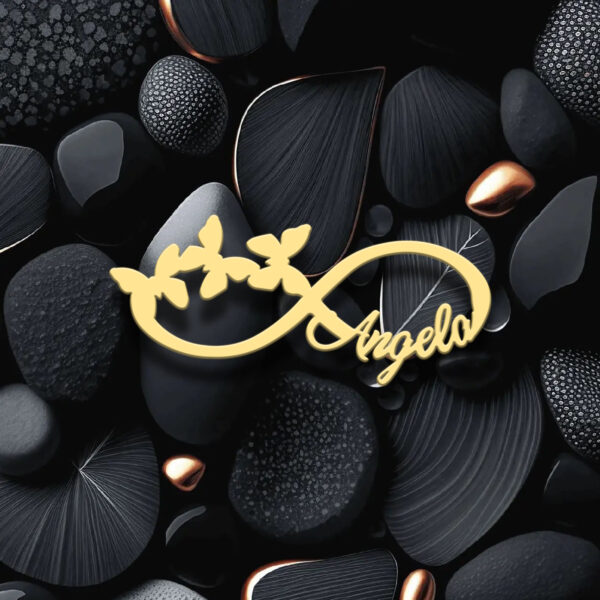 Wholesale Cross-Border Hot-Selling Xiaohongshu Hot-Selling Infinity Symbol Butterfly Brooch with Customizable Name 304 Stainless Steel Brooch