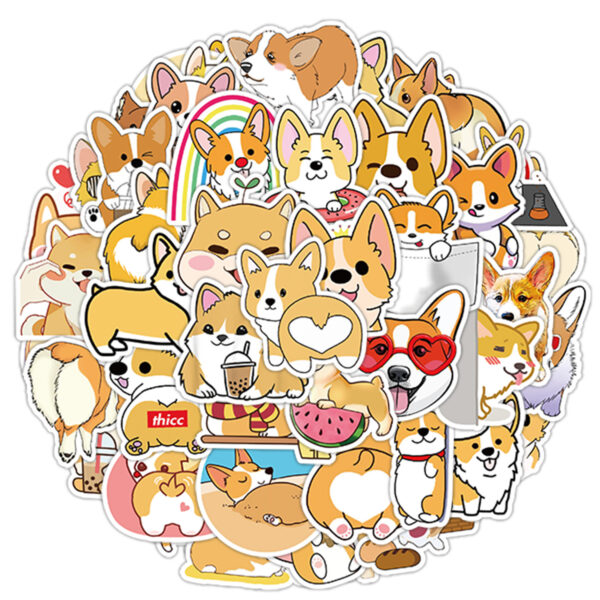 oly-25c5b1c513062af8ea2ffc42ca917b09 Wholesale 50 cute cartoon corgi dog notebook doodle stickers