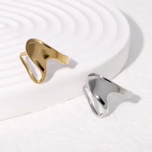 PVD Coated Real Gold Plated 18K Gold Asymmetrical Irregular 304 Stainless Steel Modern Style Simple Style IG Style Waterproof Non Tarnish Open Rings