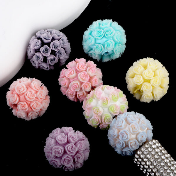 Wholesale Colorful rose luminous flower ball clay drill ball straight hole beads DIY