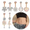Wholesale Fashion Heart Shape Flower Butterfly Stainless Steel Plating Inlay Zircon Belly Ring 1 Piece