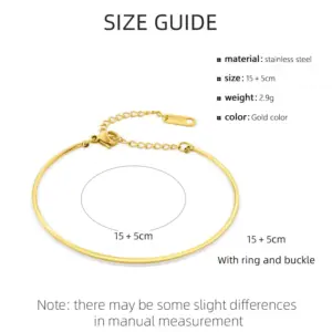 Wholesale PVD Coated Real Gold Plated Solid Color 304 Stainless Steel Simple Style Waterproof Non Tarnish 304 Stainless Steel Bangle