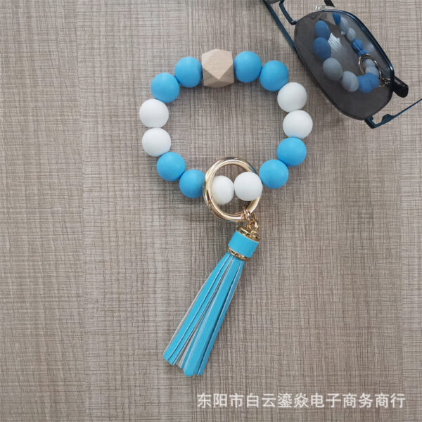 Wholesale Silicone leather tassel bracelet keychain
