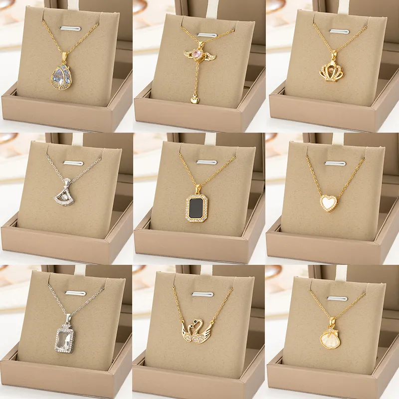 Wholesale Classic Simple Fashion Titanium Steel Necklace Women's Versatile Clavicle Chain Real Gold Plating Internet Famous Jewelry