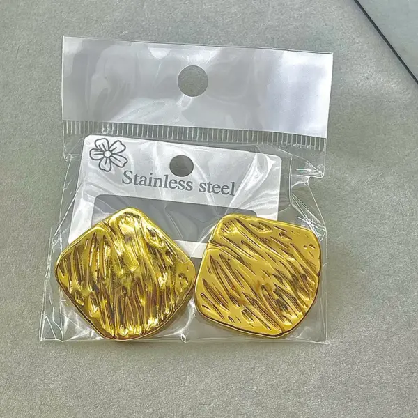 Wholesale Geometric Stud Earrings For Women In 304 Stainless Steel With Waterproof Non Tarnish Golden PVD Coated Plating And 0.03µm Thickness