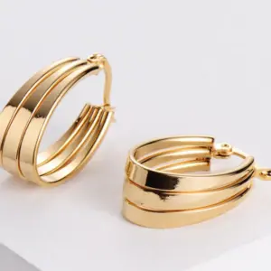 Retro U Shape Plating Stainless Steel No Inlaid 18K Gold Plated Earrings