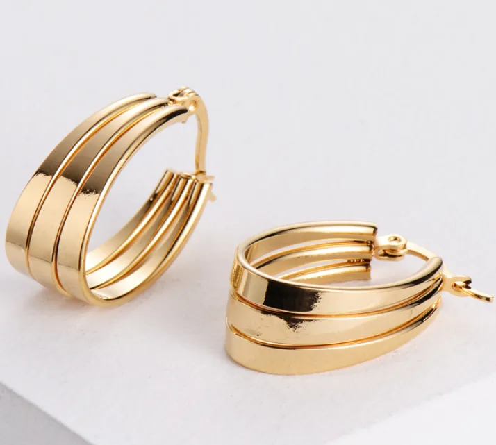 Wholesale Retro U Shape Plating Stainless Steel No Inlaid 18K Gold Plated Earrings