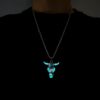 Wholesale European and American men's turquoise skull bull head stainless steel luminous necklace retro animal religious divine cow luminous pendant