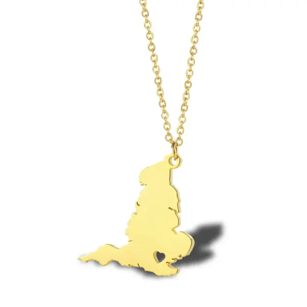 PVD Coated Real Gold Plated 18K Map Heart Shape 304 Stainless Steel Casual Simple Style Waterproof Non Tarnish Pendant Necklace