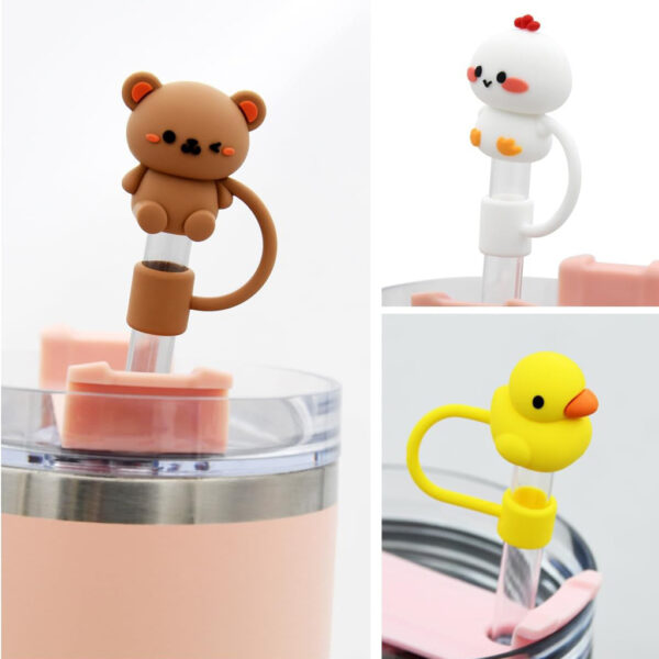 Wholesale Cross-border animal straw sleeve Stanley Cup silicone straw cap 10mm reusable dustproof straw plug