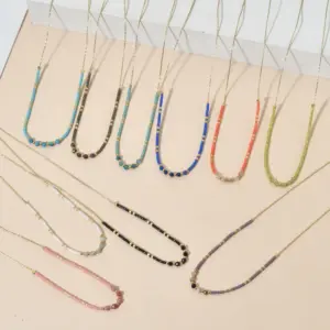 Wholesale Simple Style Geometric Stainless Steel Natural Crystal Glass Necklace In Bulk