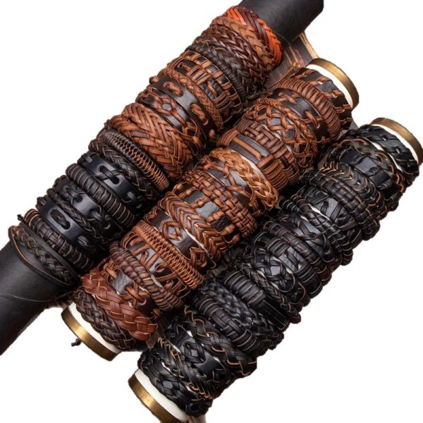 Wholesale 20Pcs/30Pcs/50Pcs Retro Simple Pu Leather Braided Bracelet Retro Bracelet