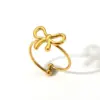 Wholesale PVD Coated Real Gold Plated 18K Gold Butterfly Bow Knot 304 Stainless Steel Sweet Simple Style Waterproof Non Tarnish Open Rings