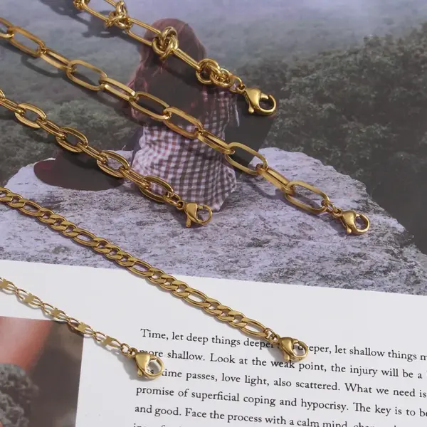 Wholesale PVD Coated Real Gold Plated 18K Gold Geometric 304 Stainless Steel Fashion Waterproof Non Tarnish 304 Stainless Steel Necklace