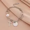 Wholesale Elegant Lady Streetwear Cross Stainless Steel Plating Bracelets