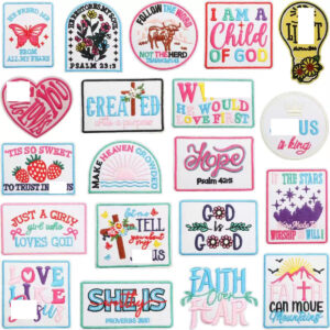 oly-25f335ca6bb4f178c13140c05559b6ec Wholesale God's Will Embroidered Cloth Patch Bag Decoration Holy Gold Patch