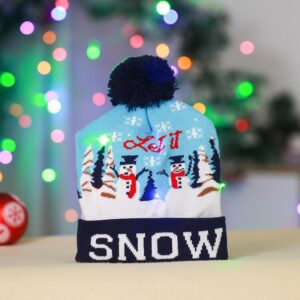 Knitted cuffed hat snow