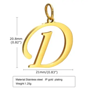 Gold (Single Pendant without Chain) / Letter D