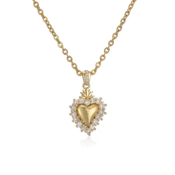 Wholesale Casual Elegant Simple Style Heart Shape Copper Plating Inlay Zircon 18k Gold Plated Earrings Necklace