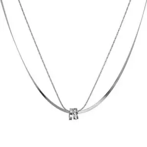 X01109-Double Layer Transfer Ring-Necklace-Steel Color