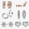 Wholesale Electroplating Rose Golden Plated Silver Plated Heart Shape Candy Flower Copper Simple Style Commute Plating Inlay Earrings Ear Studs