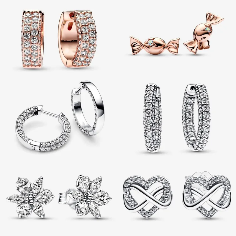 Wholesale Electroplating Rose Golden Plated Silver Plated Heart Shape Candy Flower Copper Simple Style Commute Plating Inlay Earrings Ear Studs