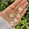 Wholesale Jewelry Retro Classic Style Cross Butterfly Airplane Copper Shell Zircon 18K Gold Plated Inlay Pendant Necklace