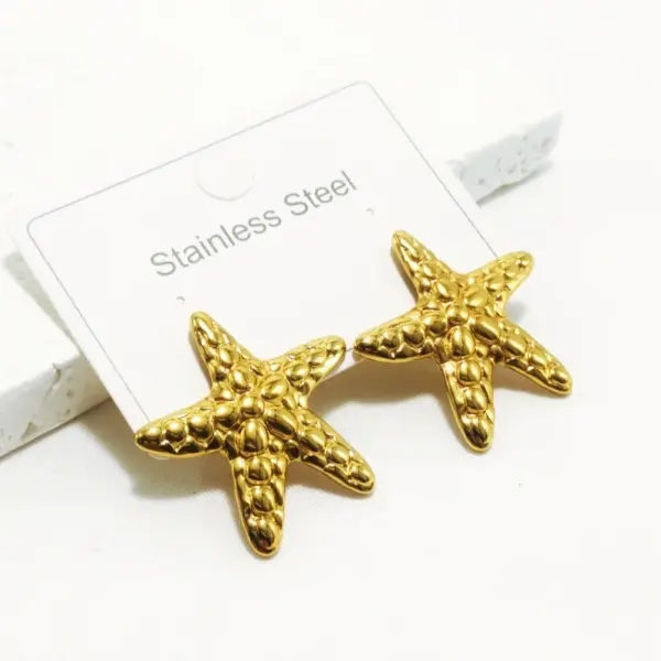 Wholesale 304 Stainless Steel Starfish Electroplating Golden Plated Elegant Retro Commute Waterproof Non Tarnish Gold Ear Studs