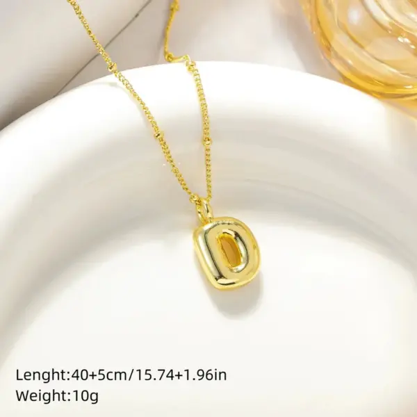 Wholesale Jewelry Simple Style Streetwear Letter Copper K Gold Plated Vacuum Plating Ball Chain Pendant Necklace