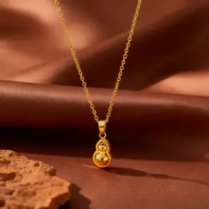 X01334-Rotating Gourd-Necklace- Gold
