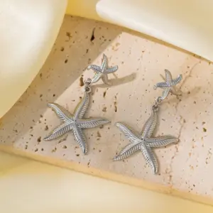 Qyg90 Starfish Earrings / Steel Color