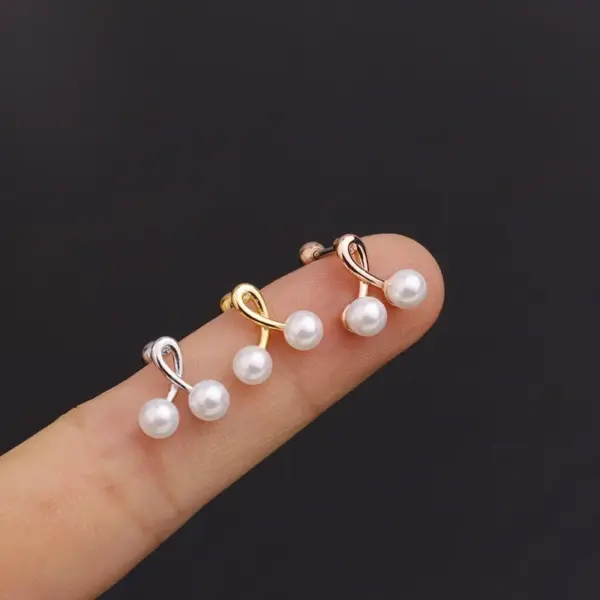 316L Stainless Steel Copper Pearl Ear Cartilage Rings & Studs Flower Waterproof Non Tarnish Surgical Steel